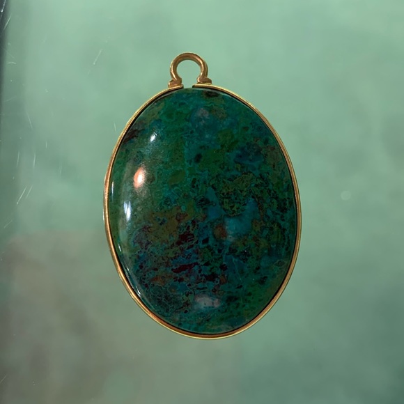Large Chrysocolla Oval Cabochon in a Gold Filled Frame - Picture 1 of 3